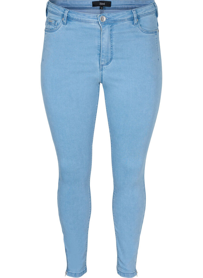 Gecropte Amy jeans met ritssluiting details, Blauw, Packshot image number 0