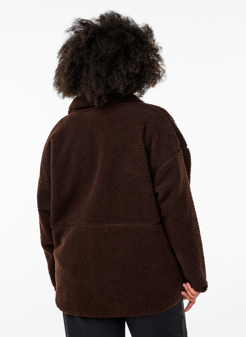 Sportieve teddy fleece jas met ritssluiting, Hot Fudge, Model