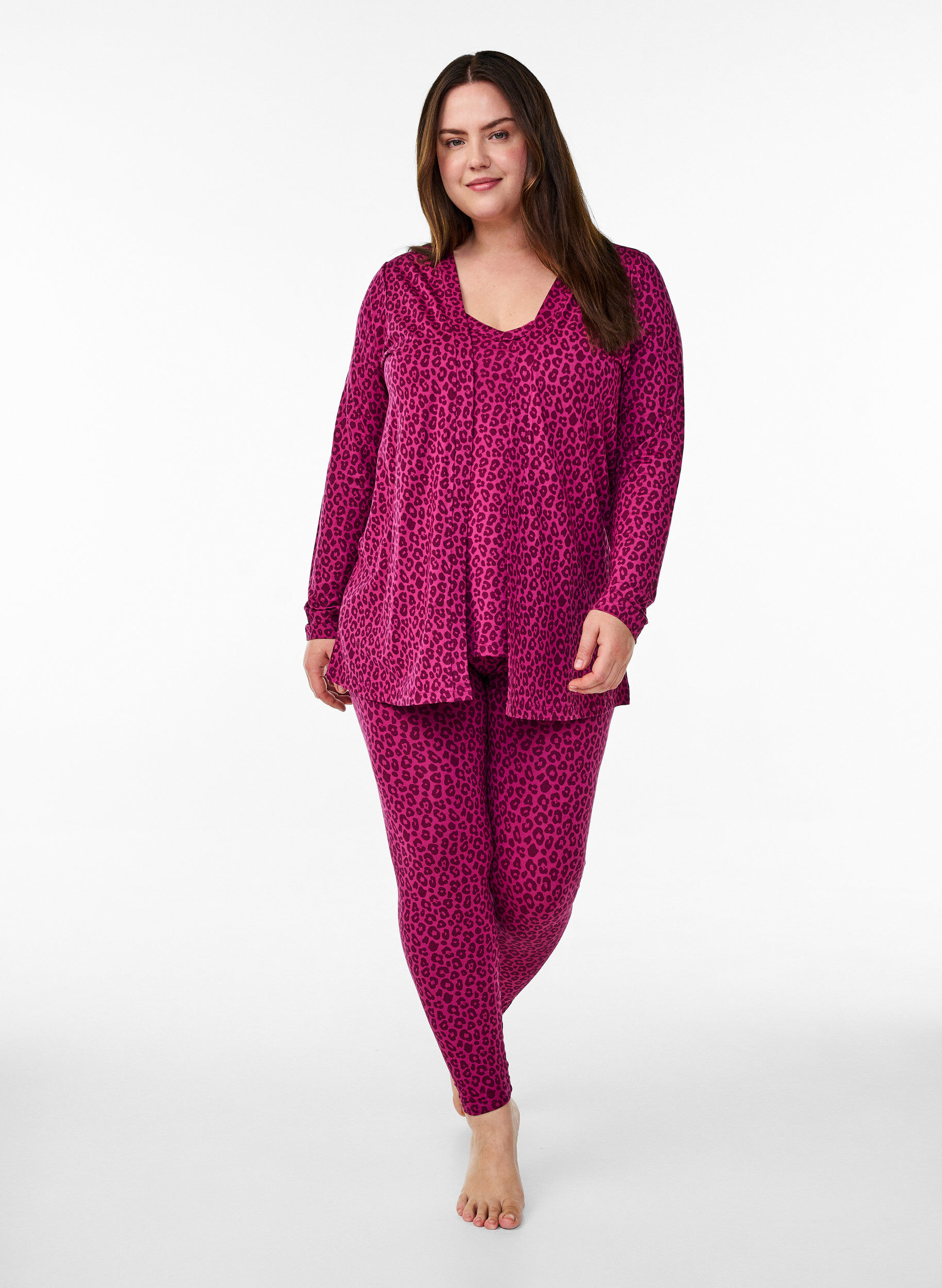 ZizziKorte kimono in viscose, Roze, Model image number 1