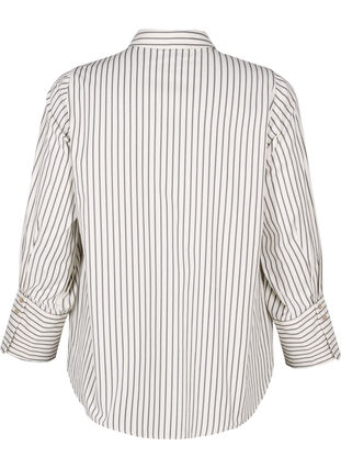 ZizziGestreept shirt met wijde manchetten, White/Black Stripe, Packshot image number 1