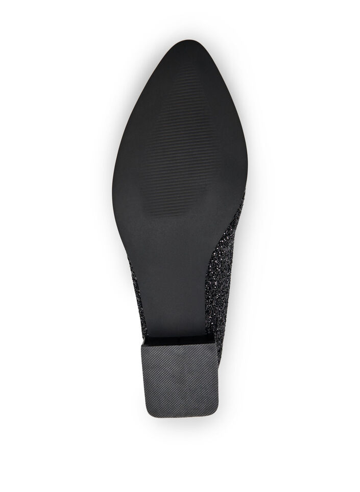 Wide fit - Loafers met glitter, Black Glitter, Packshot