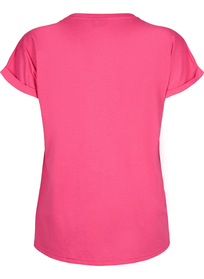 T-shirt met korte mouwen van katoenmix, Roze, Packshot image number 1