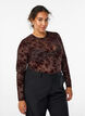 Mesh blouse met bloemenpatroon, Bruin, Model image number 0