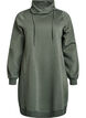Kort sweatshirt jurk met hoge kraag en zakken, Groen, Packshot image number 0