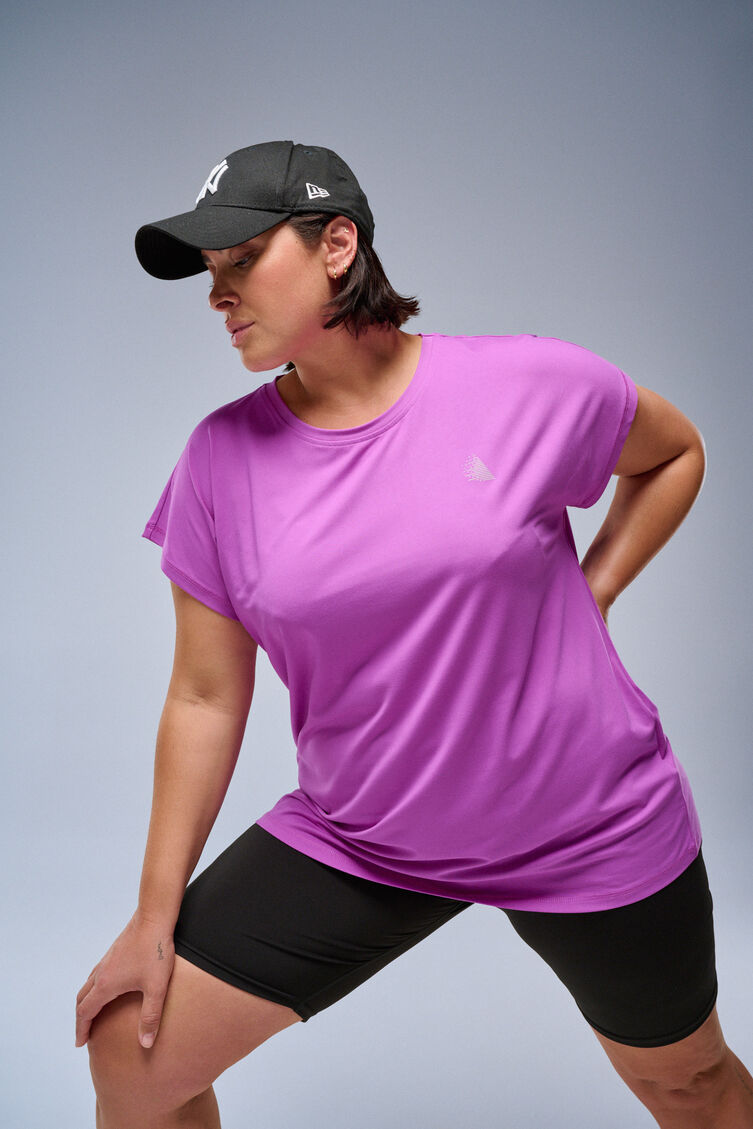 Paarse sport T-shirt, , Model