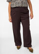 Broek met hoge taille en elastische tailleband achteraan, Bruin, Model image number 2