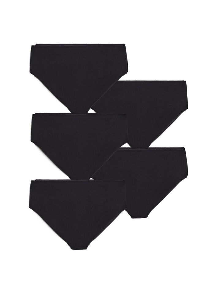 5-pack katoenen slipje met normale taille, Zwart, Packshot image number 1