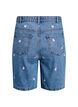 Korte spijkerbroek met hoge taille en geborduurde hartjes, Blauw, Packshot image number 1