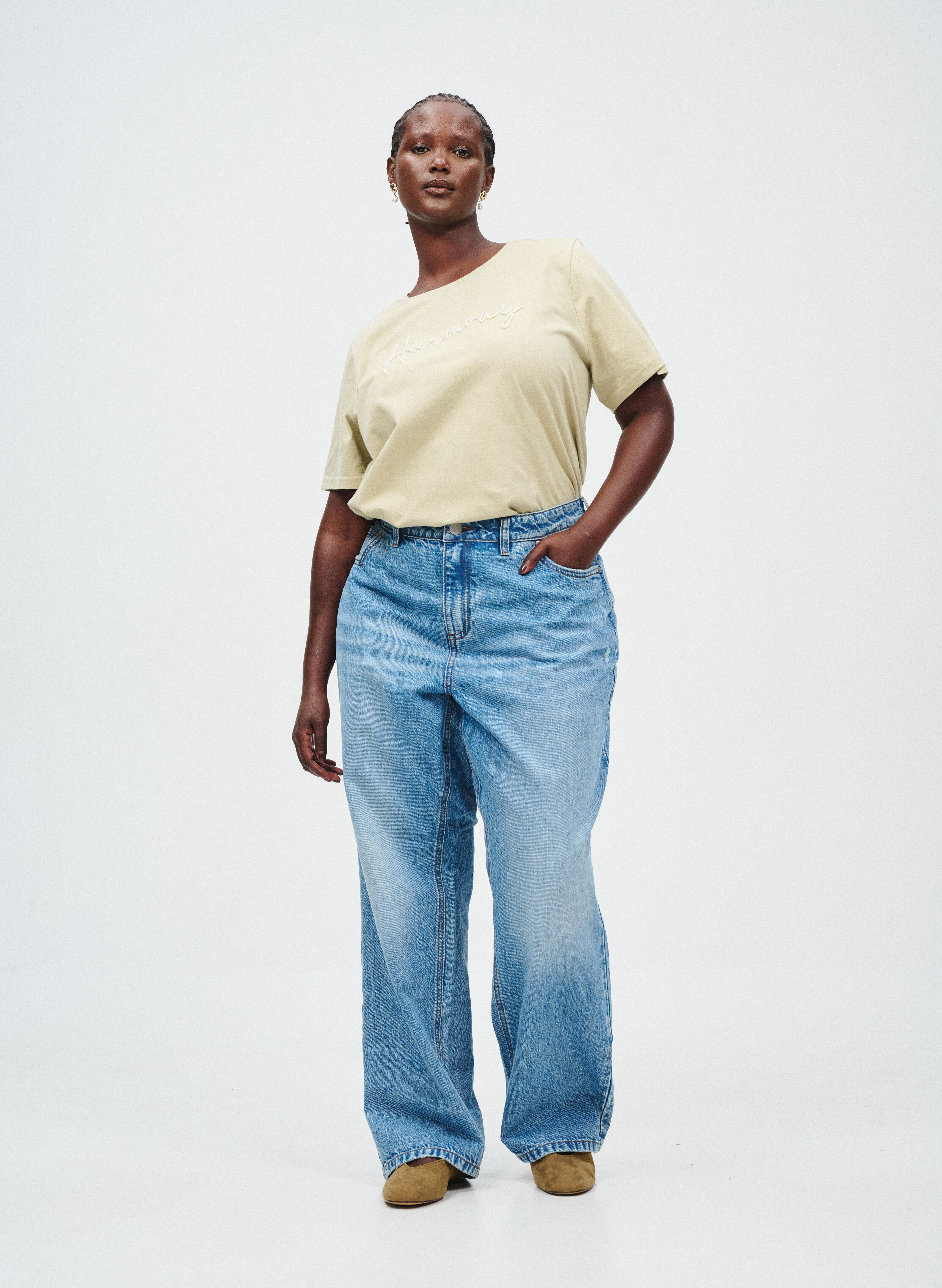 T-shirt met parels, , Model