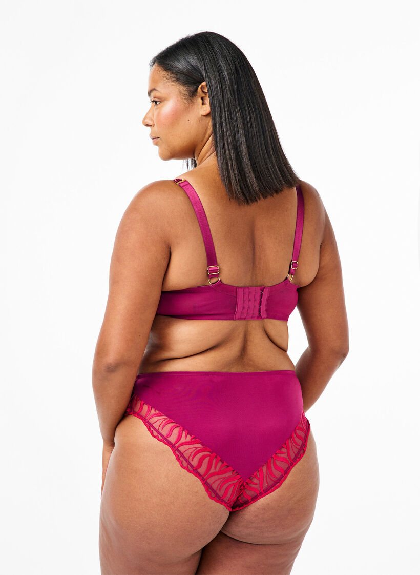 Tai slip met borduursel en normale taille, Rhododendron, Model