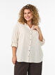 Katoenen blouse met een V-hals, Vanille, Model image number 0