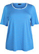 T-shirt met TENCEL&trade; Lyocell en strepen, Blauw, Packshot image number 0