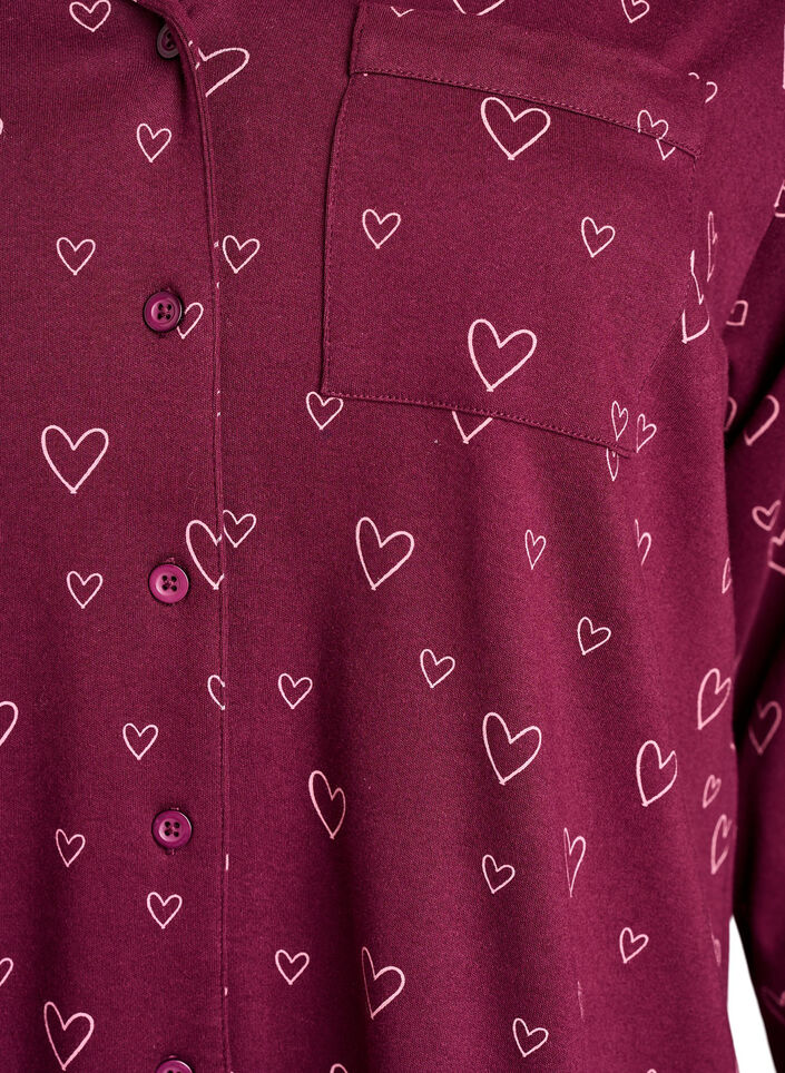 Katoenen pyjamashirt met borstzak, Donker Bordeaux, Packshot