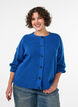 Geribde cardigan met knopen, Blauw, Model image number 0