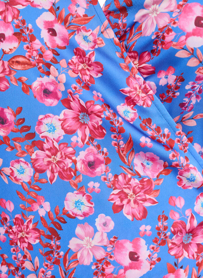 Omslagjurk met bloemenprint met 3/4 mouwen, Blue Pink Flower, Packshot