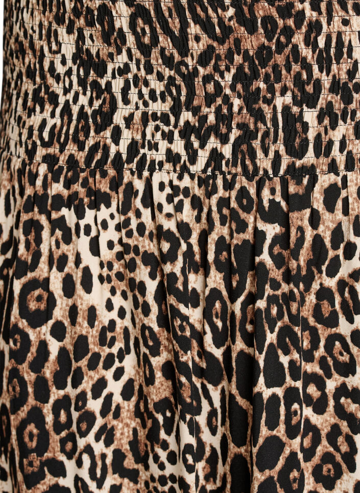 Maxi rok in viscose met smokwerk, Bruin, Packshot image number 2