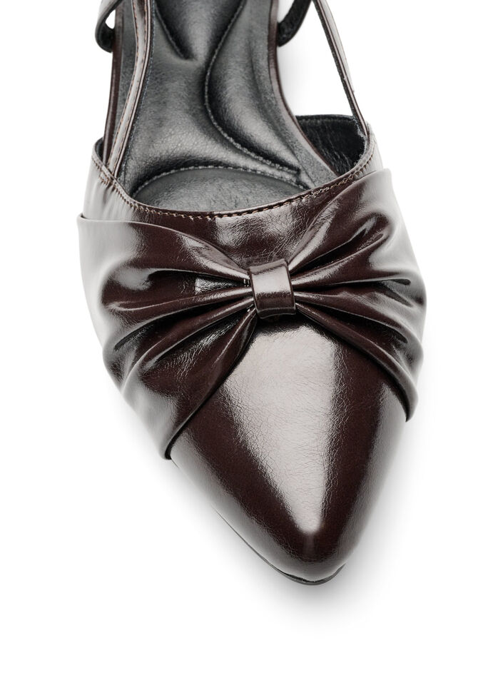 Slingback avec n&oelig;ud et aspect verni, Marron, Packshot image number 3