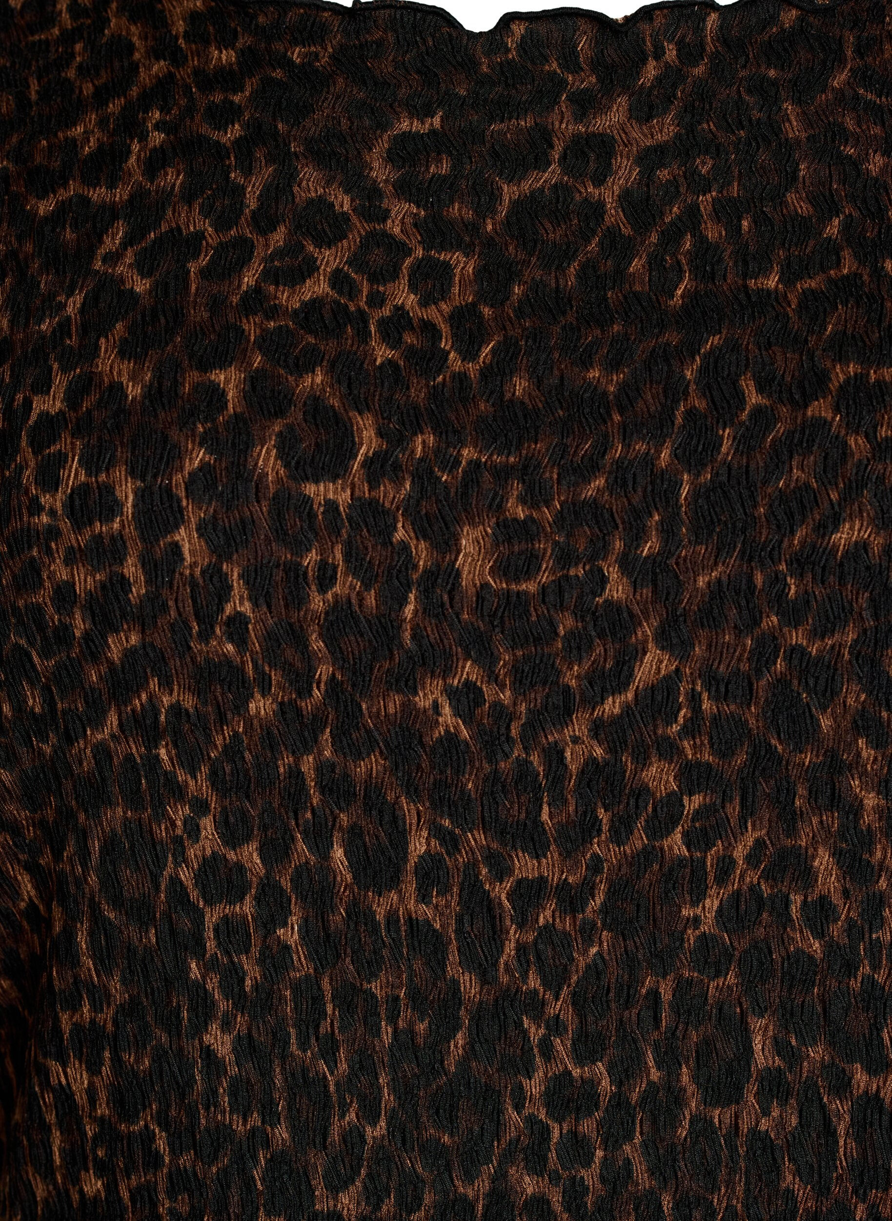 ZizziMidi jurk met structuur en korte mouwen, Bruin, Packshot image number 2