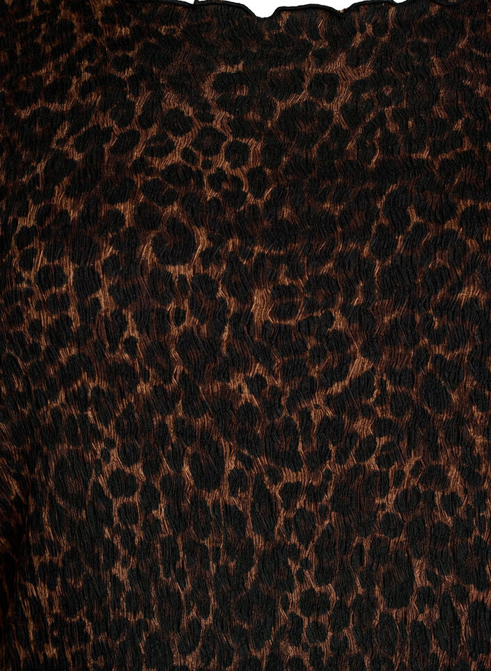 Midi jurk met structuur en korte mouwen, Bruin, Packshot image number 2