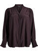 Blouse met ruches kraag en plooien, Bruin, Packshot image number 0