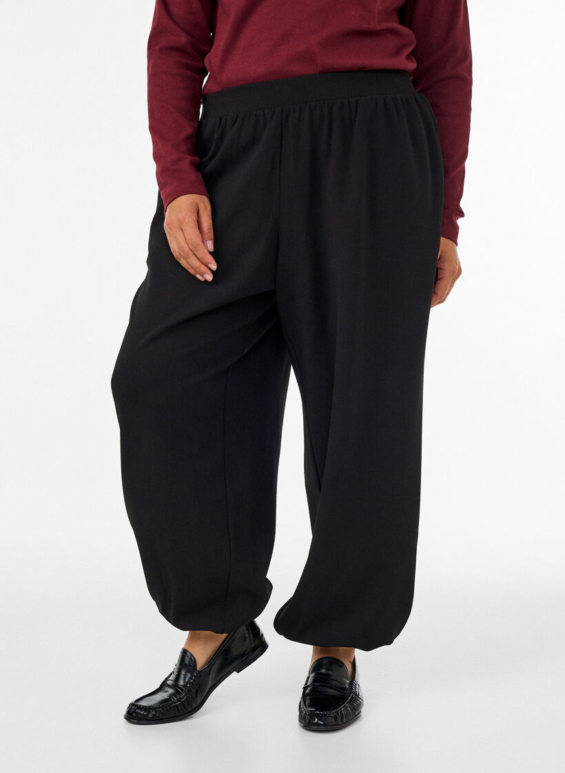 Jersey ballonbroek met hoge taille, Zwart, Model image number 2