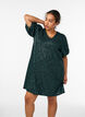 Korte jurk met pailletten en pofmouwen, Groen, Model image number 1