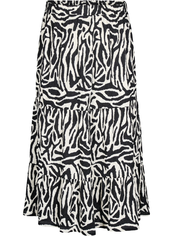 Lange rok met zebraprint, Black w. White Zebra, Packshot image number 0