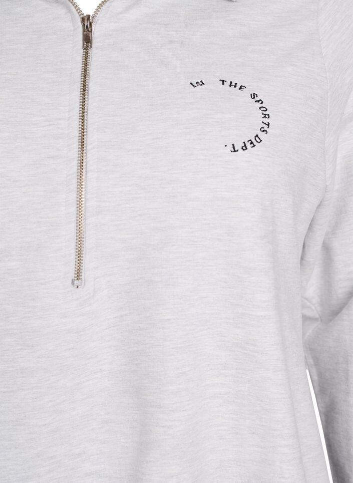 Sweatshirt met korte ritssluiting en hoge hals, Light Grey Melange, Packshot