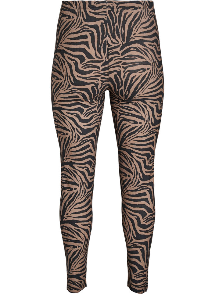 Viscose leggings met zebraprint, Bruin, Packshot image number 1