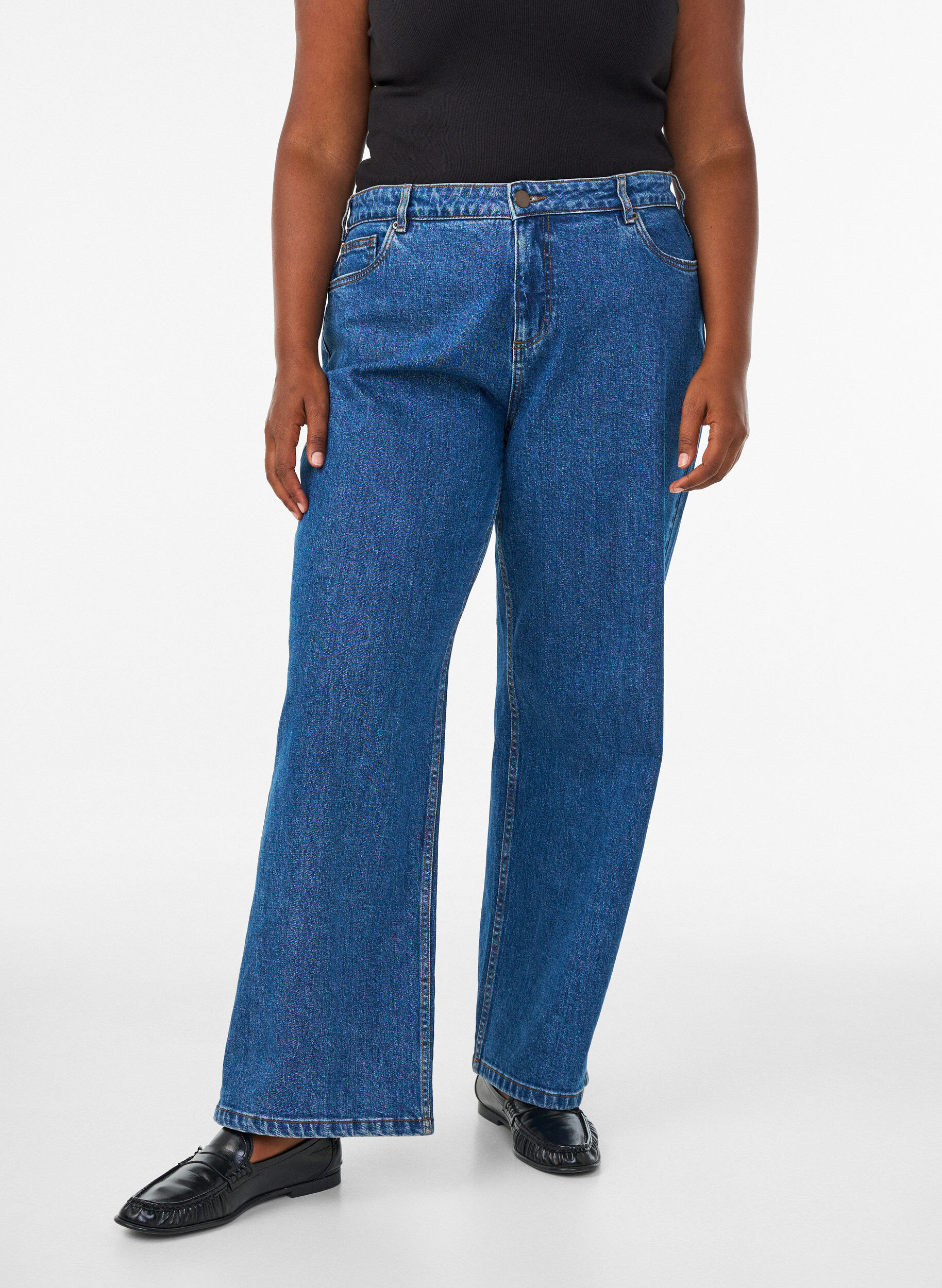 ZizziJeans met wijde pijpen en hoge taille, Blauw, Model image number 2