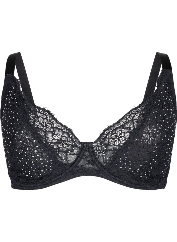 Volledig bedekkende bh met strass-steentjes, Black, Packshot