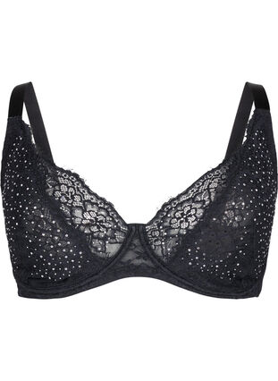 ZizziVolledig bedekkende bh met strass-steentjes, Black, Packshot image number 0