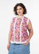 Blouse sans manches en coton avec imprim&eacute; floral et broderie anglaise, Rose, Model image number 0