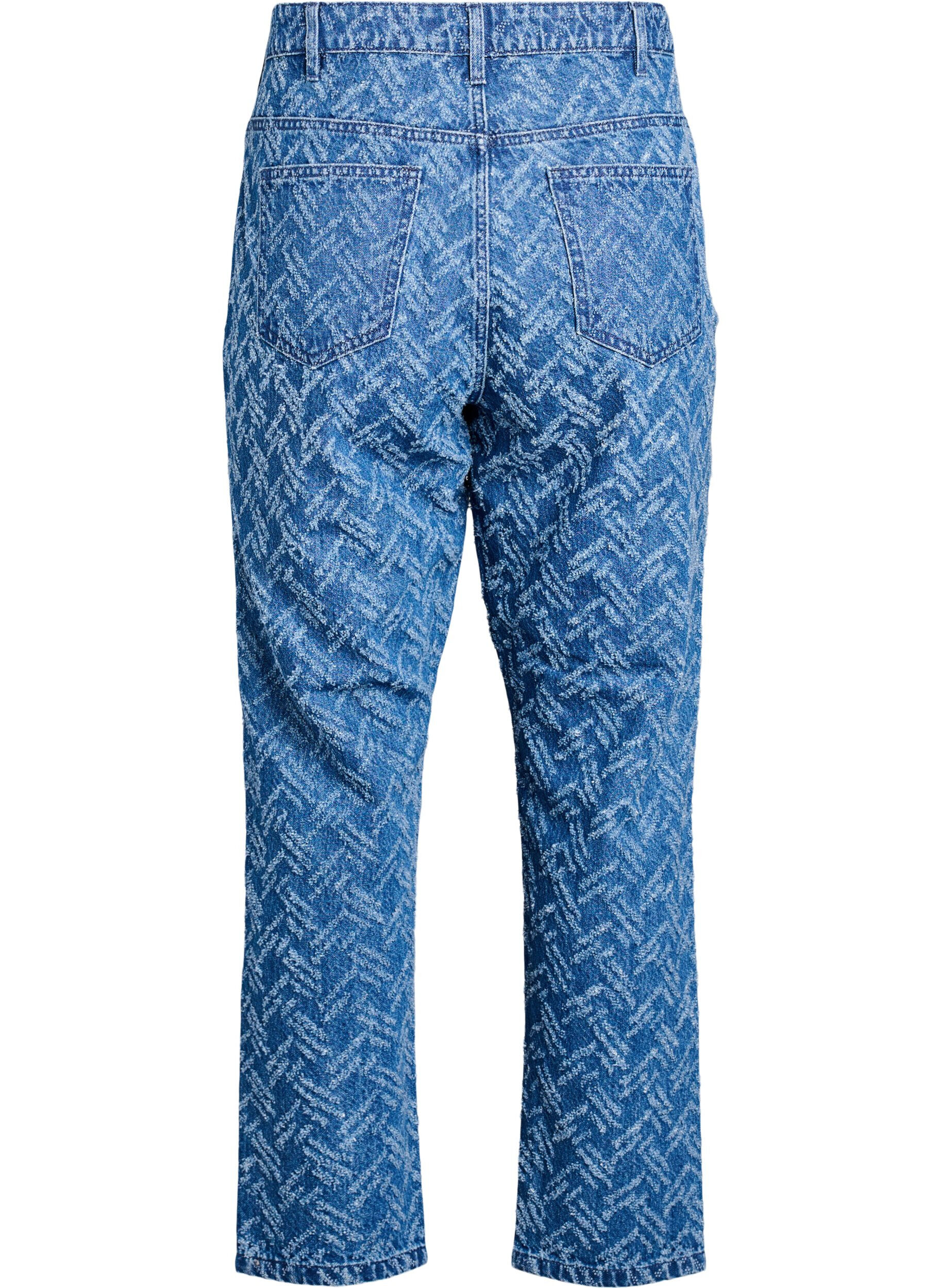 ZizziMille jeans met gestructureerd patroon, Blauw, Packshot image number 1