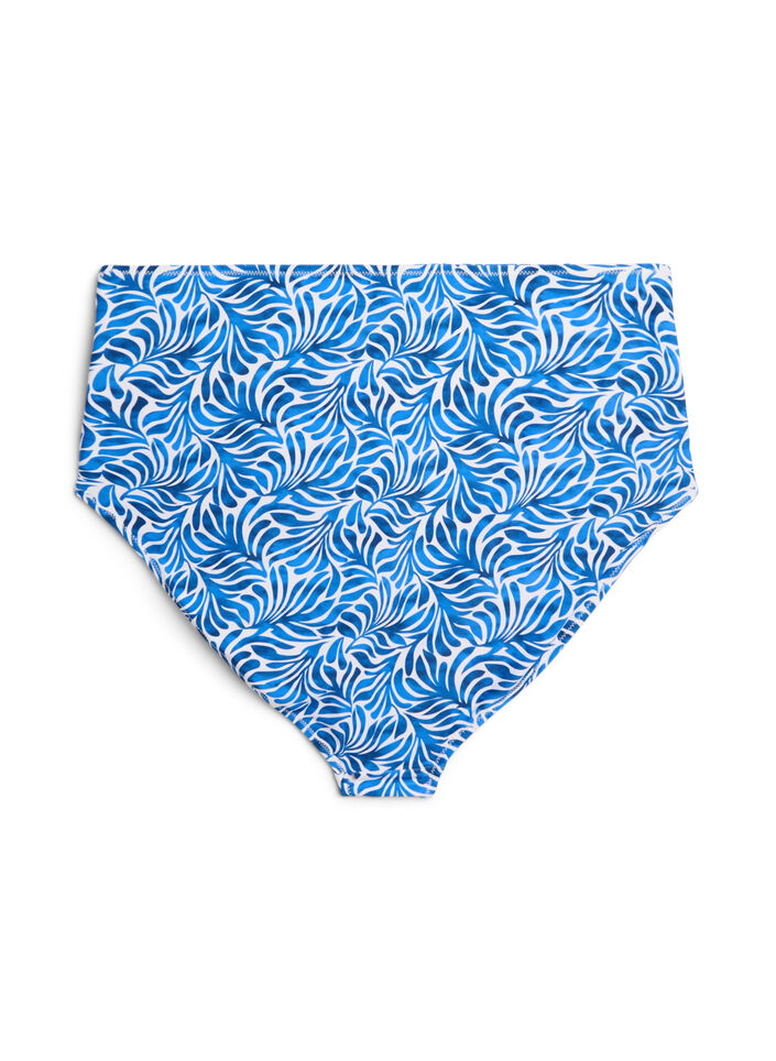 Bikinibroekje met print en een hoge taille, Blauw, Packshot image number 1