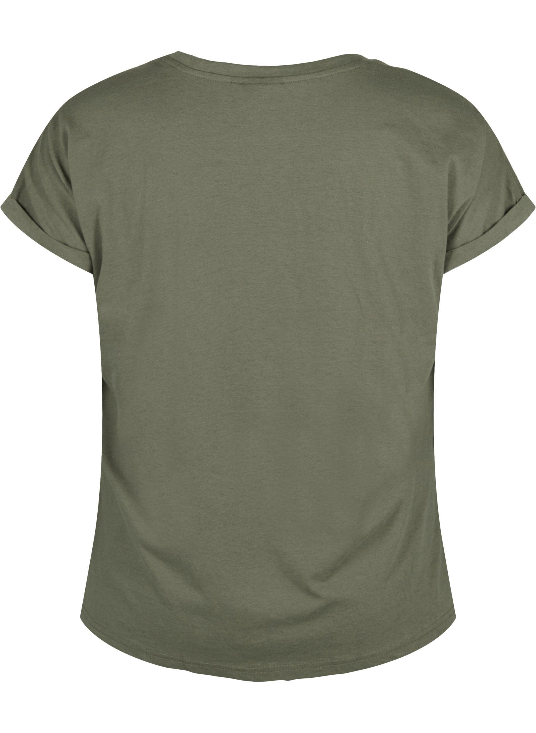 ZizziT-shirt met korte mouwen van katoenmix, Groen, Packshot image number 1