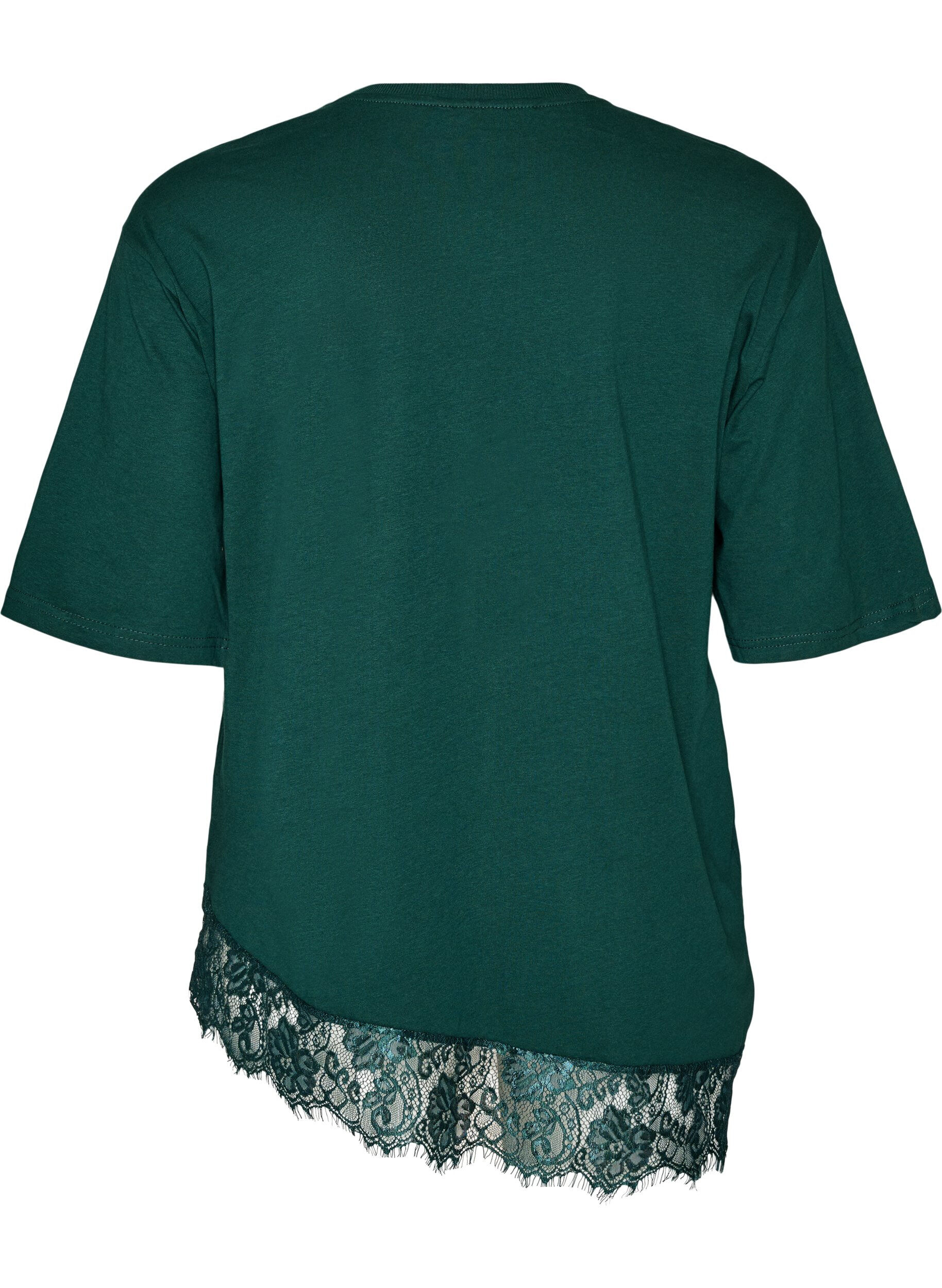 ZizziT-shirt met asymmetrische kanten zoom, Groen, Packshot image number 1