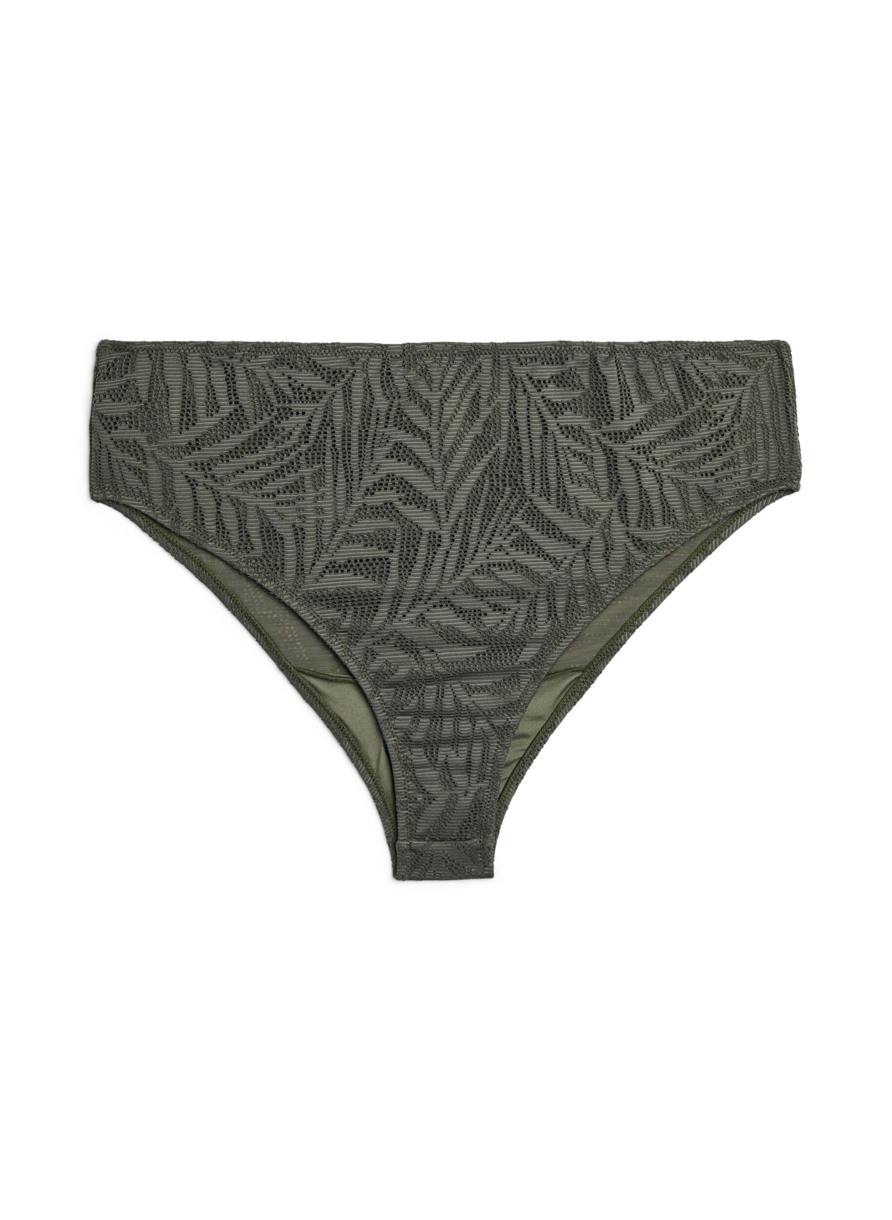 ZizziBraziliaanse bikinislip in gestructureerd mesh, Groen, Packshot image number 0