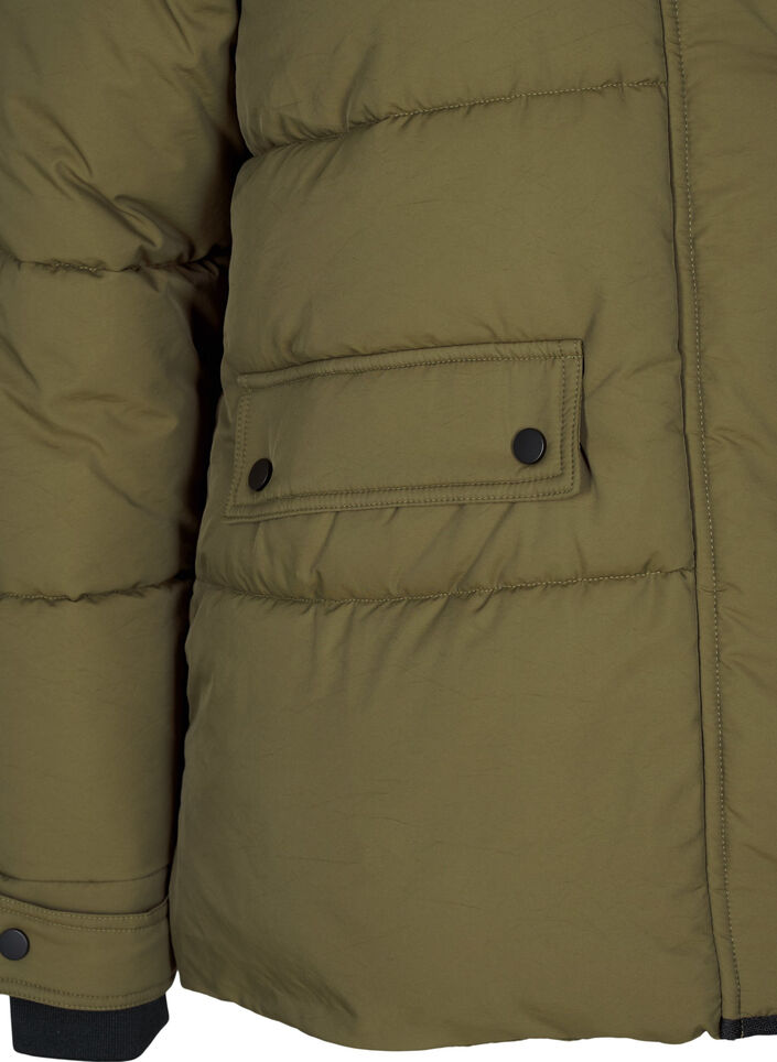 Korte puffer jas met contrastdetails, Groen, Packshot image number 3