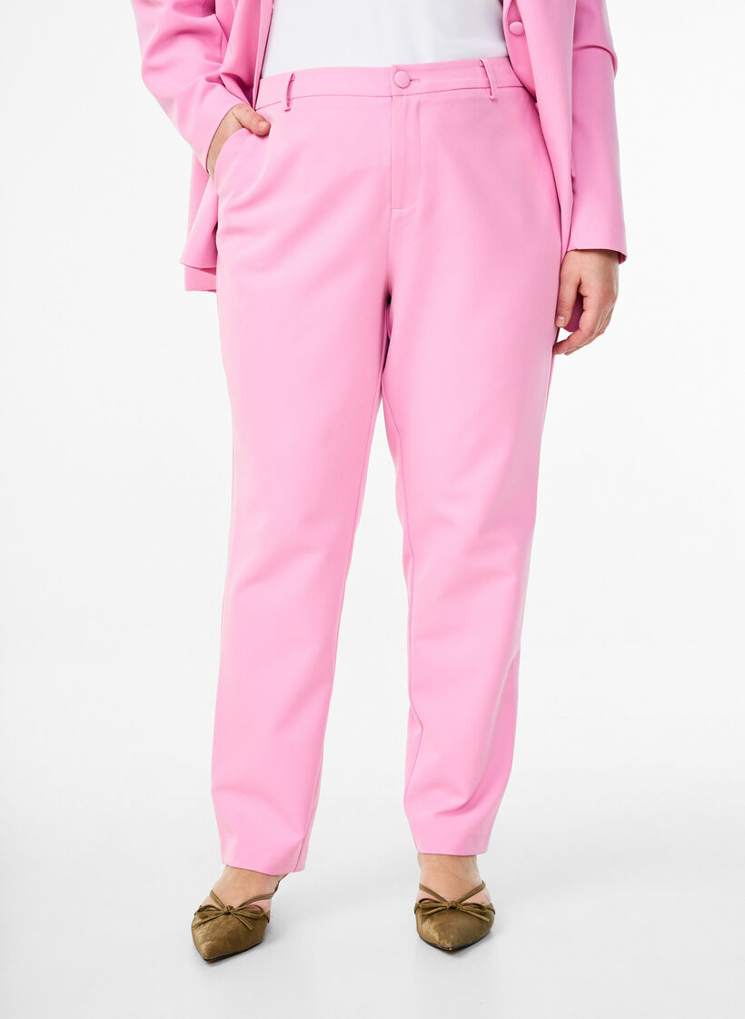 Broek met zakken en rechte pijpen, Begonia Pink, Model