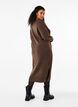 Gebreide jurk met lange mouwen en V-hals, Bruin, Model image number 1