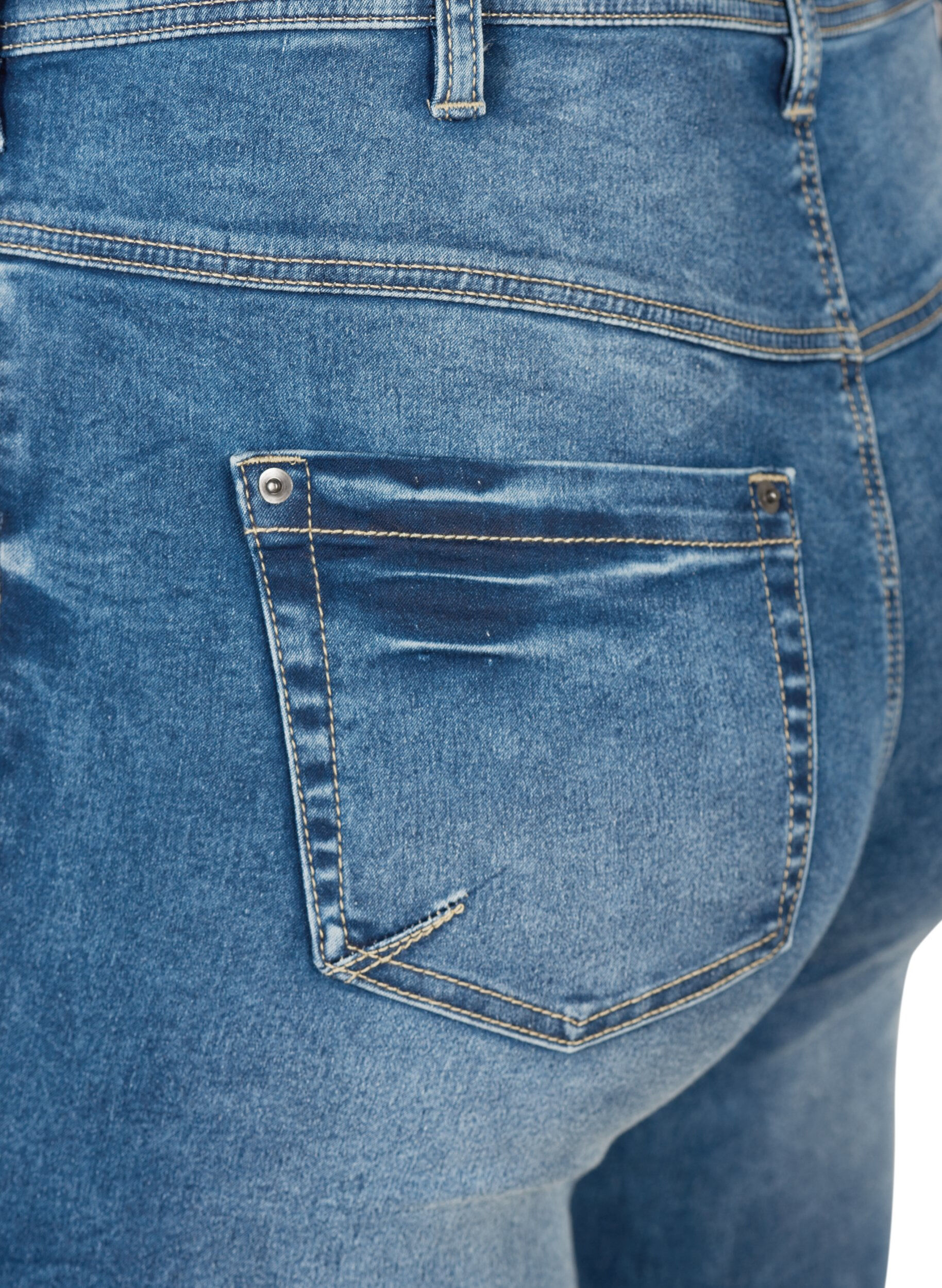 ZizziGecropte Amy jeans met ritssluiting details, Blauw, Packshot image number 3