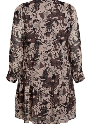 ZizziKorte A-lijn jurk met bloemenprint, Black Flower AOP, Packshot image number 1
