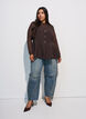Getailleerde blouse van mesh met lange mouwen, Bruin, Model image number 1