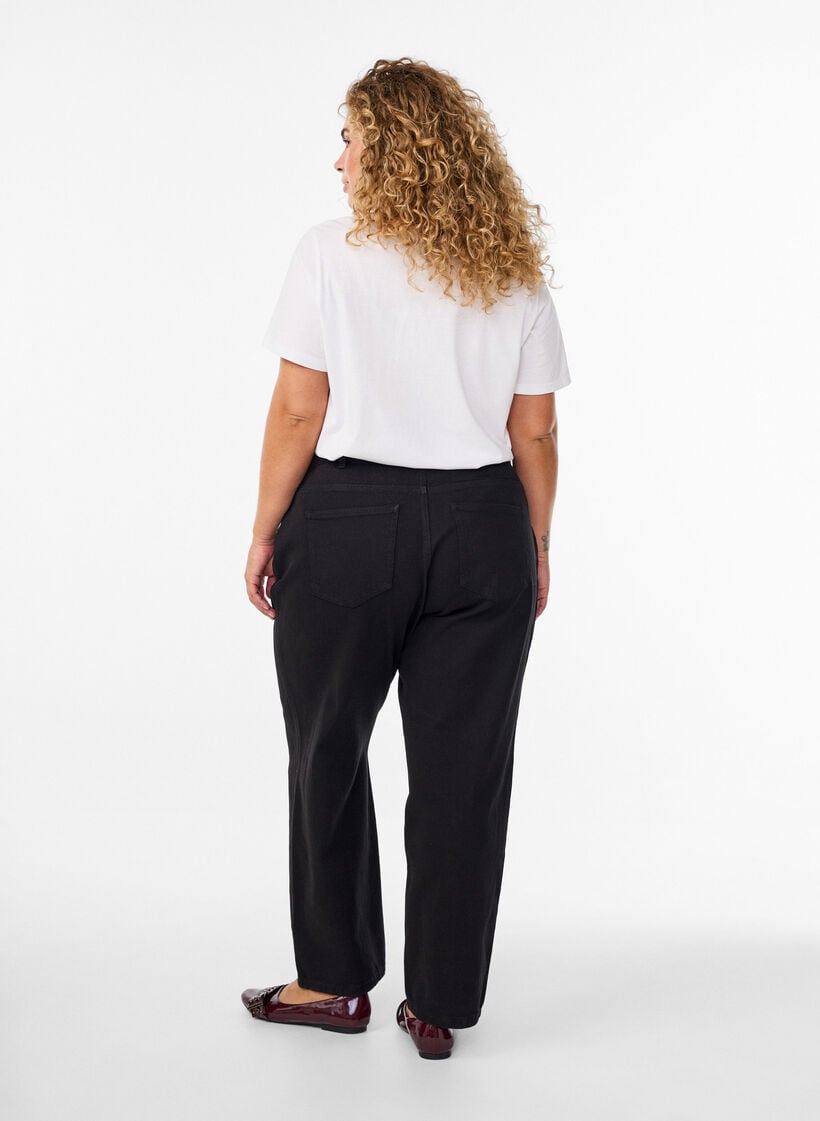 Losse jeans met gekorte lengte, Zwart, Model image number 1