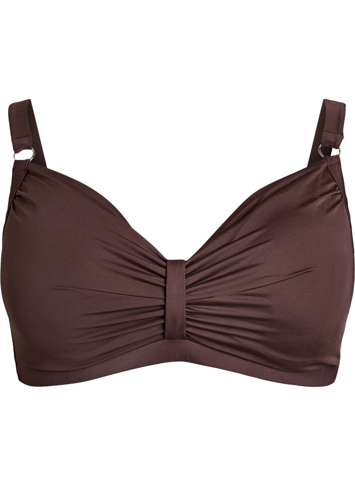 Bikini-bh met beugel en drapering, Bruin, Packshot image number 0