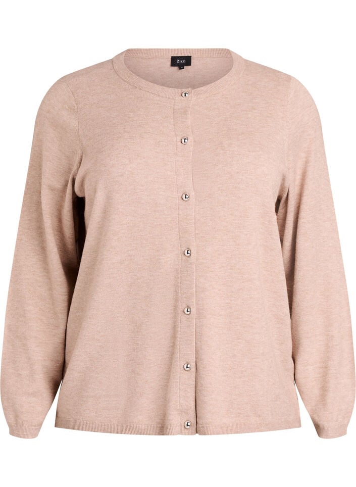Cardigan met ronde knopen, Beige, Packshot image number 0