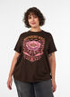 Organisch katoenen T-shirt met print aan de voorkant, Bruin, Model image number 0