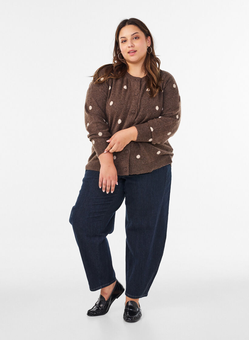 Vest met stippenpatroon, Bruin, Model image number 1