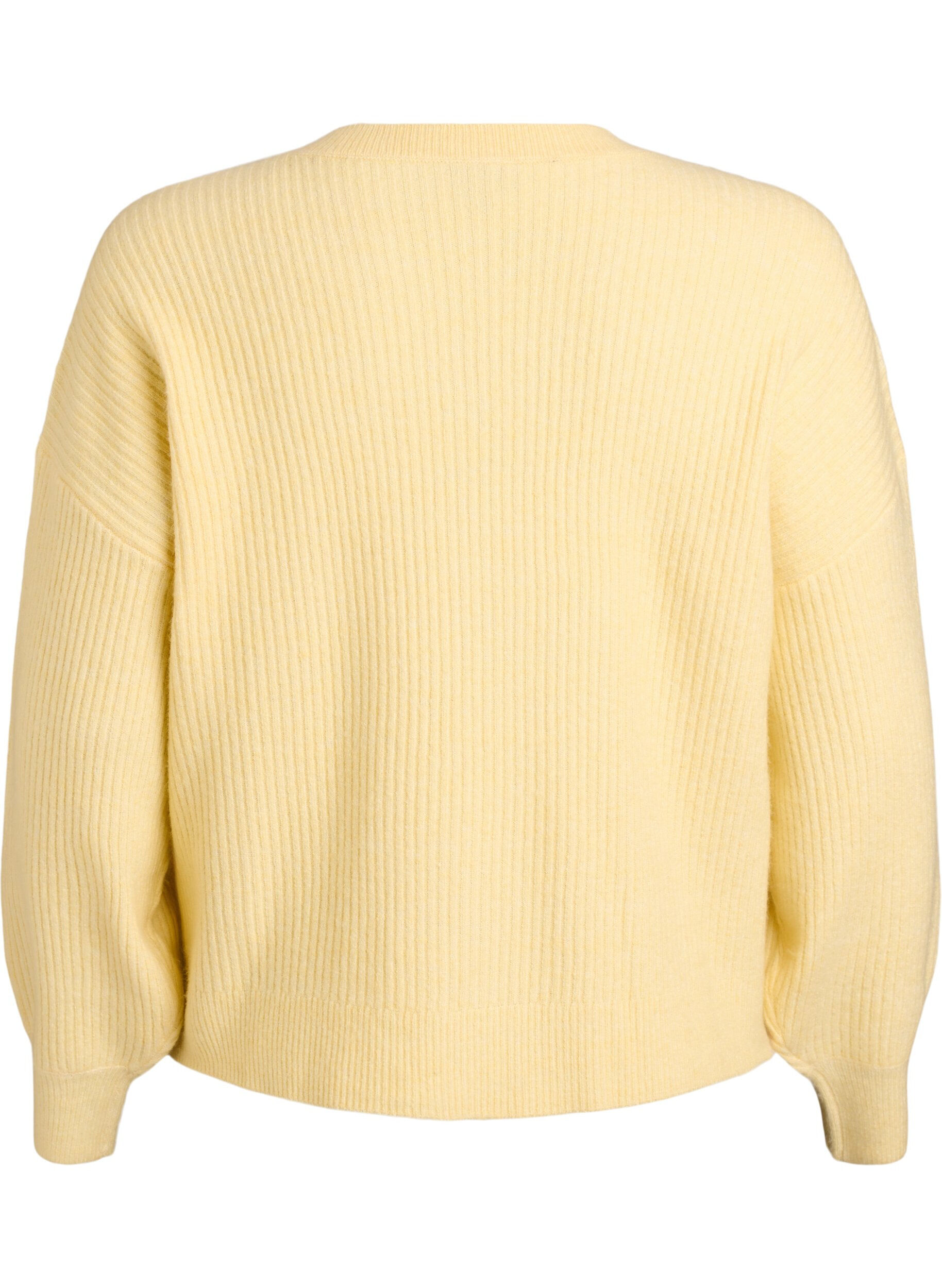 ZizziVest van ribtricot met knopen, Geel, Packshot image number 1